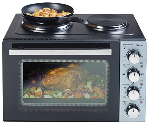 Bestron Cuisinière Grill Four avec Plaque Double 3200W, Noir