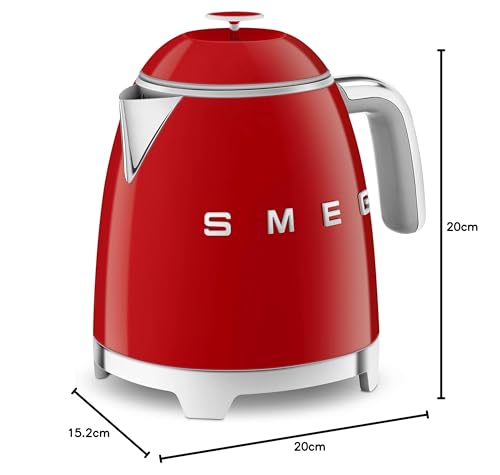 Smeg KLF05RDUK Mini Bouilloire Rétro 0,8L 1400W, Rouge
