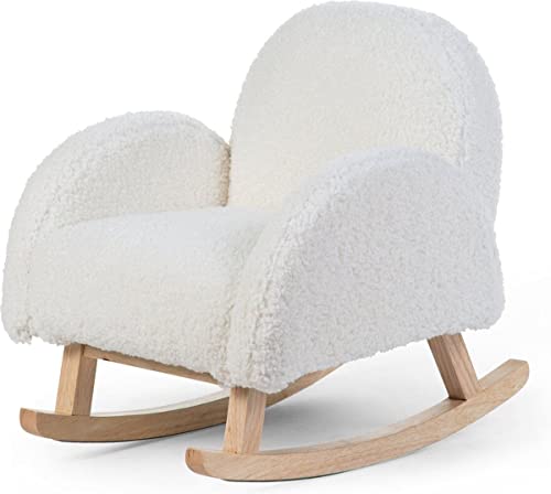 Childhome Fauteuil à Bascule pour Enfant, Teddy Blanc