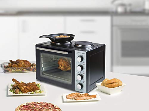 Bestron Cuisinière Grill Four avec Plaque Double 3200W, Noir