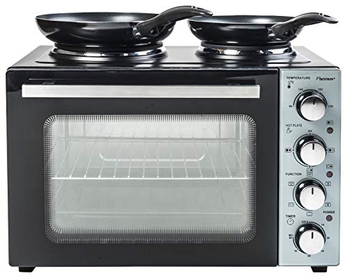 Bestron Cuisinière Grill Four avec Plaque Double 3200W, Noir