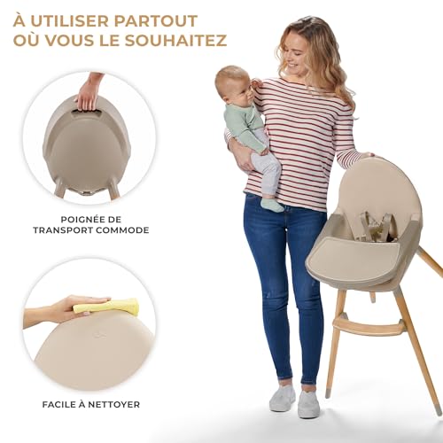 Kinderkraft Fini 2 Chaise Haute Bébé Évolutive, Beige
