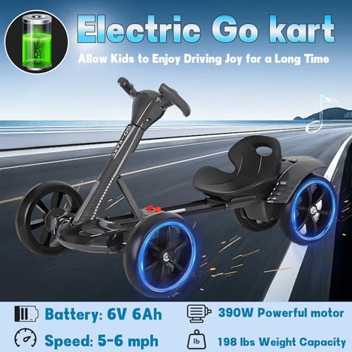 Kart électrique pour enfants, 5 mph, pliable