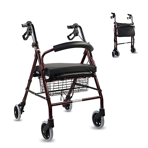 Mobiclinic Déambulateur Pliable Escorial Plus, Siège, Bordeaux