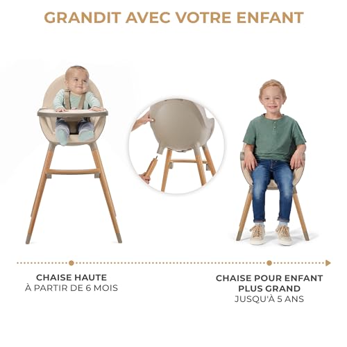Kinderkraft Fini 2 Chaise Haute Bébé Évolutive, Beige
