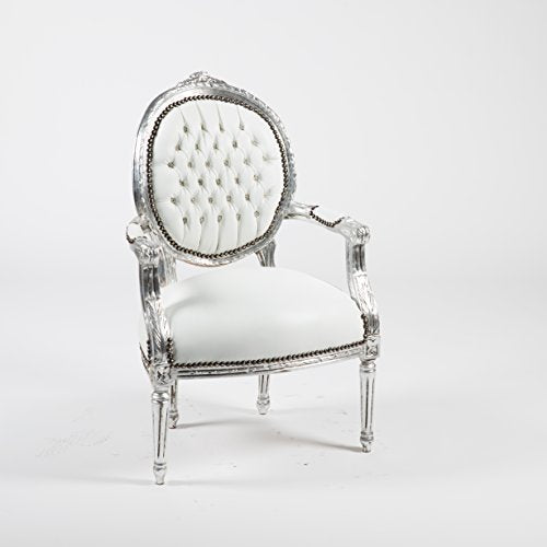 Way Home Store Fauteuil Baroque Médaillon Argent et Blanc