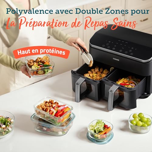 Cosori Air Fryer Dual 8.5L à 2 Compartiments, Fenêtre Visible