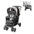 Bambisol Poussette Double Toute-Équipée avec Habillage Pluie