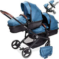 BabyGo Poussette 3-en-1 pour Jumeaux/Fratrie, Bleu