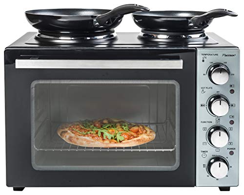 Bestron Cuisinière Grill Four avec Plaque Double 3200W, Noir
