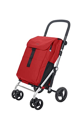 Carlett Chariot de courses pliable, 64L+10.5L, Rouge