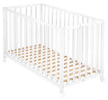 Roba Lit Bébé Pliant en Hêtre 60x120cm avec Roulettes, Blanc
