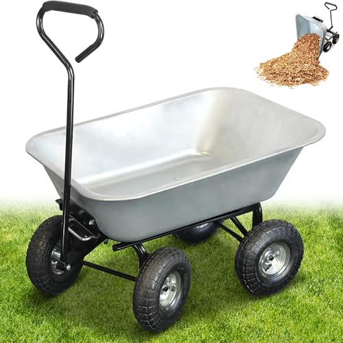 Chariot de Jardin Basculant 75L, 250kg, Galvanisé