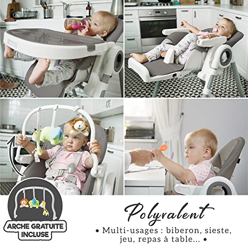 Sweety Fox Chaise Haute Bébé Evolutive et Pliable, Gris