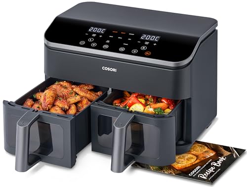 Cosori Air Fryer Dual 8.5L à 2 Compartiments, Fenêtre Visible