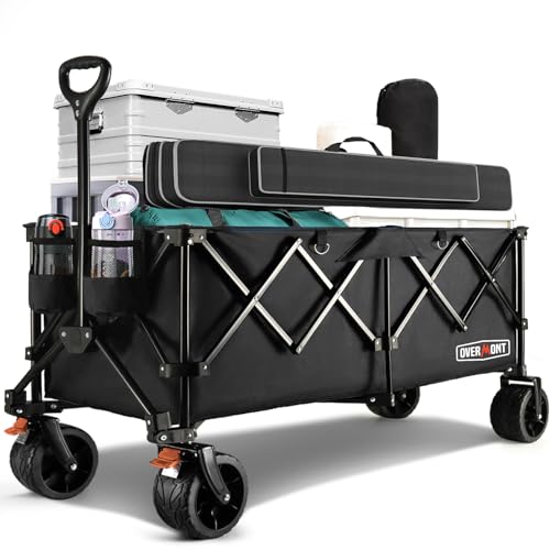 Overmont Chariot de Jardin Pliable Extra Large 300L, 200kg