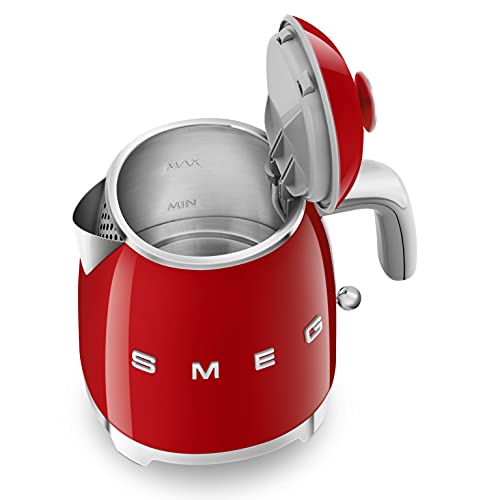 Smeg KLF05RDUK Mini Bouilloire Rétro 0,8L 1400W, Rouge