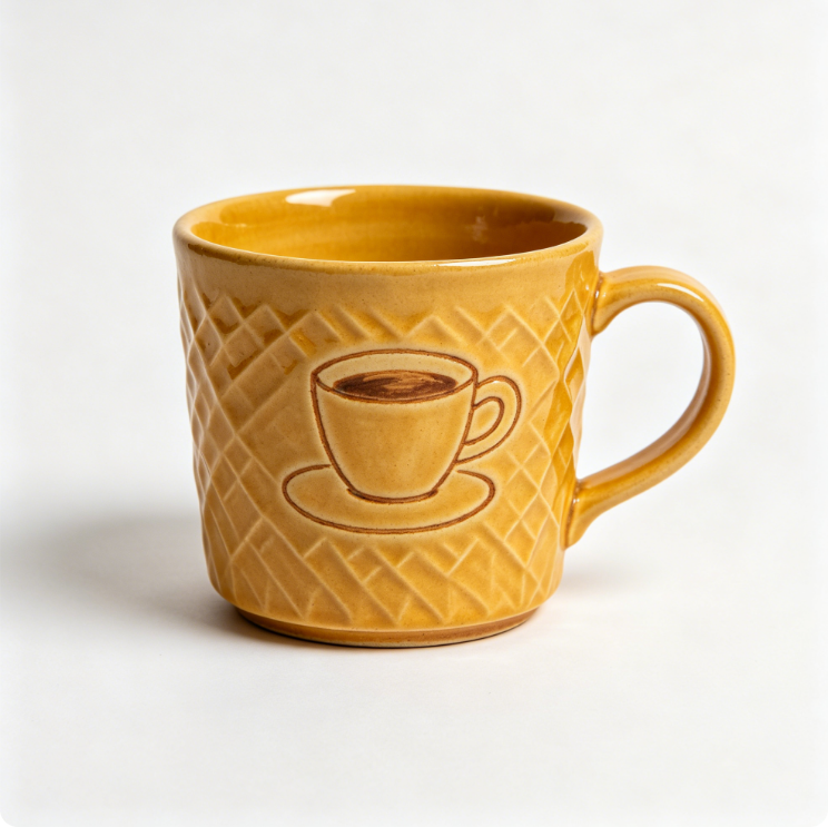 Casalune Handcrafted Ginger Ridged Ceramic Mug, Hand-Painted Coffee & Tea Cup with Textured Finish
