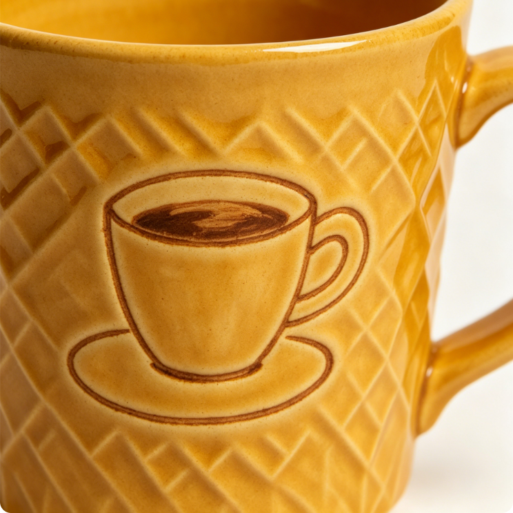 Casalune Handcrafted Ginger Ridged Ceramic Mug, Hand-Painted Coffee & Tea Cup with Textured Finish