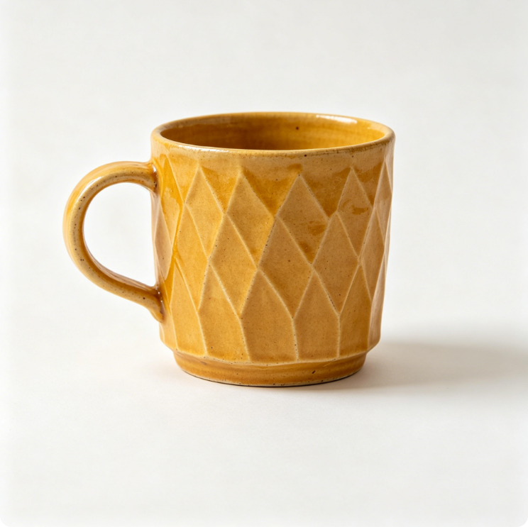 Casalune Handcrafted Ginger Ridged Ceramic Mug, Hand-Painted Coffee & Tea Cup with Textured Finish