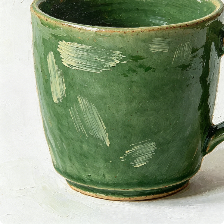 Casalune Handcrafted Forest Green Ridged Ceramic Mug, Hand-Painted Textured Coffee & Tea Cup
