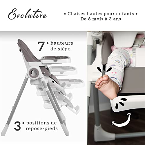 Sweety Fox Chaise Haute Bébé Evolutive et Pliable, Gris