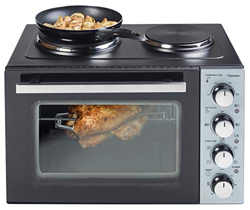 Bestron Cuisinière Grill Four avec Plaque Double 3200W, Noir