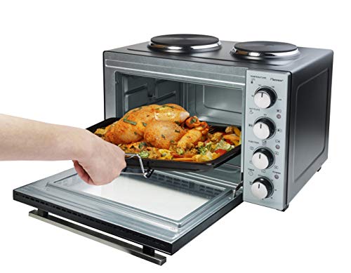 Bestron Cuisinière Grill Four avec Plaque Double 3200W, Noir