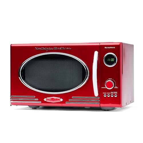 Nostalgia Four à Micro-ondes Rétro 800W, 25.4L, Rouge