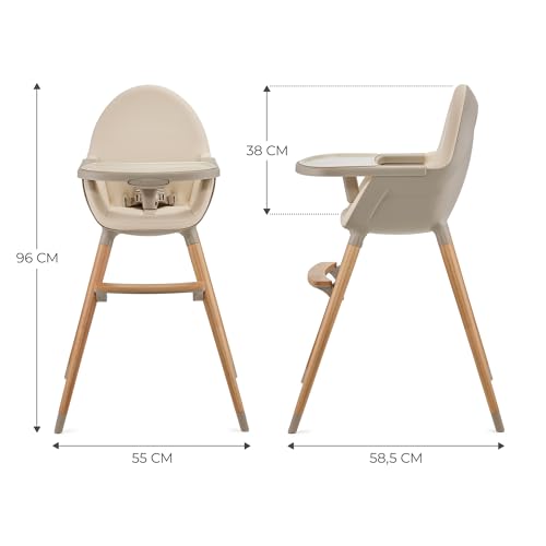 Kinderkraft Fini 2 Chaise Haute Bébé Évolutive, Beige