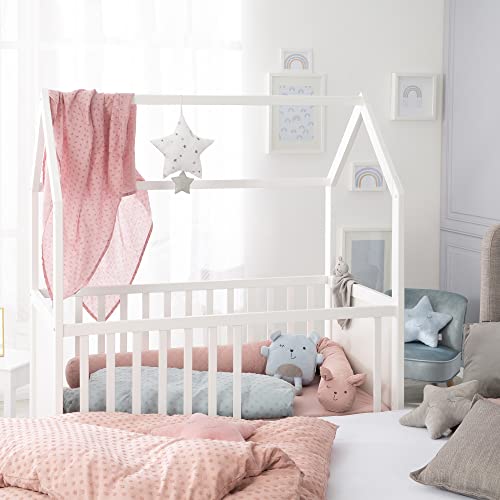 Roba Lit Bébé Cabane Évolutif 60x120cm, Blanc