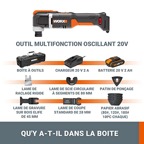 WORX Outil Oscillant Sans Fil 20V